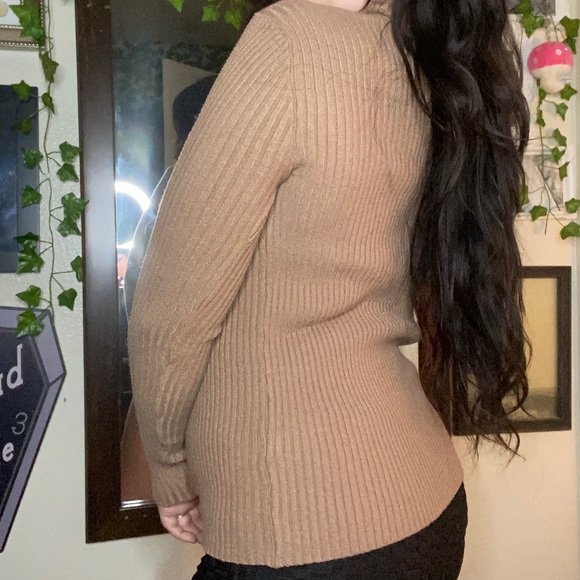 Forever 21 Ribbed Cozy Light Chestnut Brown Soft Fairy Grunge Winter Turtleneck - Picture 4 of 6